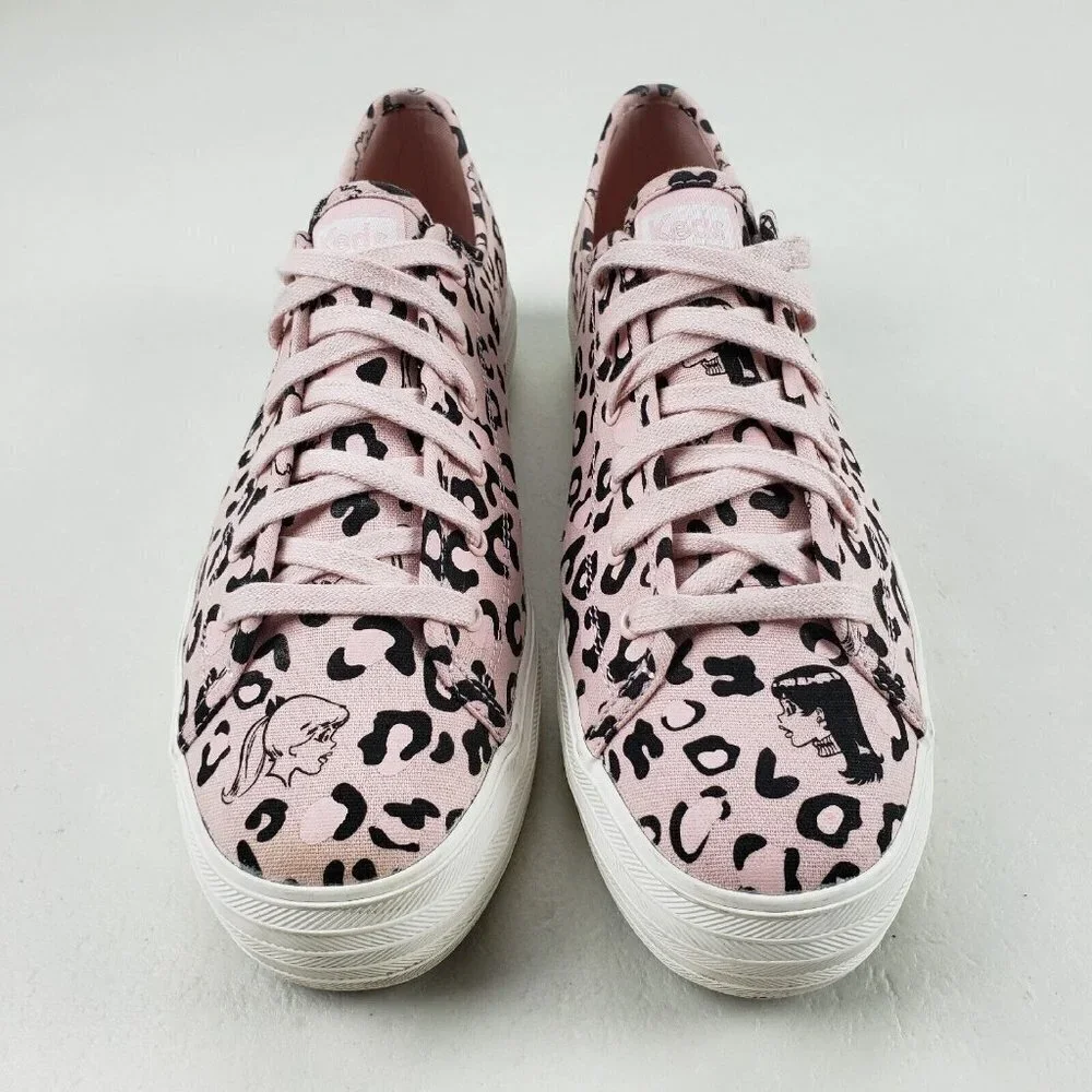 Keds Betty & Veronica Triple Kick Sneakers Pink Leopard Womens 9.5 Lace Up Shoes